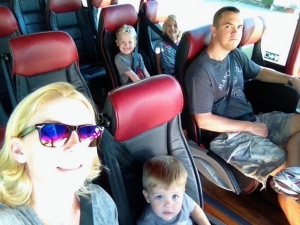 Bus ride to SFO on our way to Singapore and Indonesia