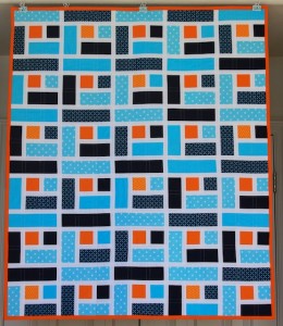 blue outline log cabin front