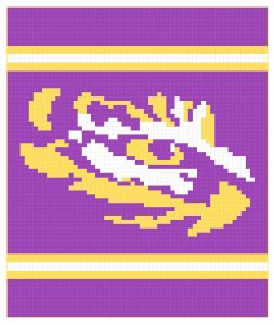 Eye of the Tiger Quilt purple gold and white